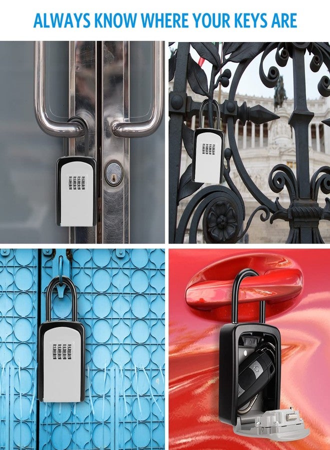 امير صندوق مفاتيح AMIR المُطوّر المُثبّت على الحائط - خزنة مقاومة للعوامل الجوية برقم سري مكون من 4 أرقام وسعة 5 مفاتيح - صندوق قفل داخلي وخارجي مع قفل قابل للإزالة، حجم صغير 3.66 بوصة (فضي) - Image 3